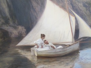 Two people on a boat